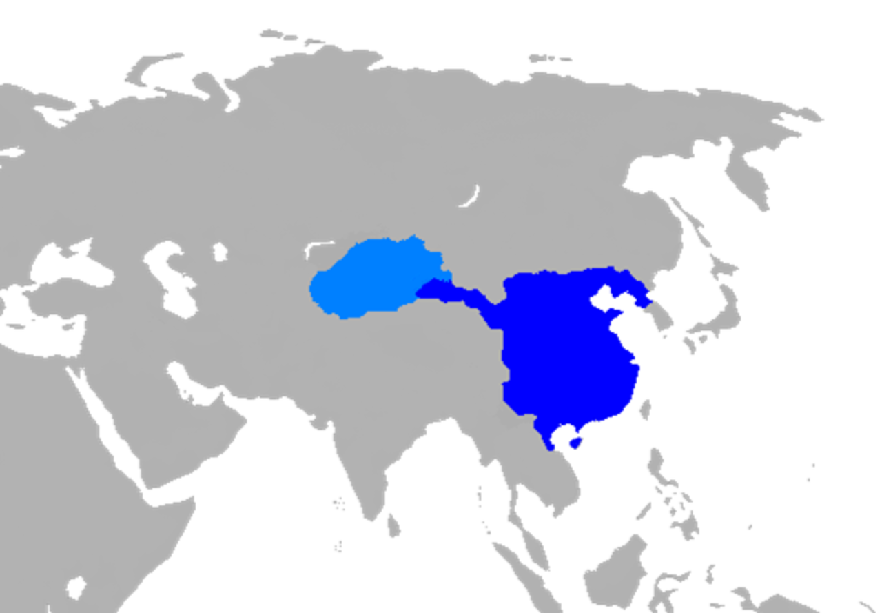 Bản đồ nhà Tây Hán vào năm 2 CN[1] *      Các quận thuộc nhà Hán *      Tây Vực đô hộ phủ (Bồn địa Tarim)