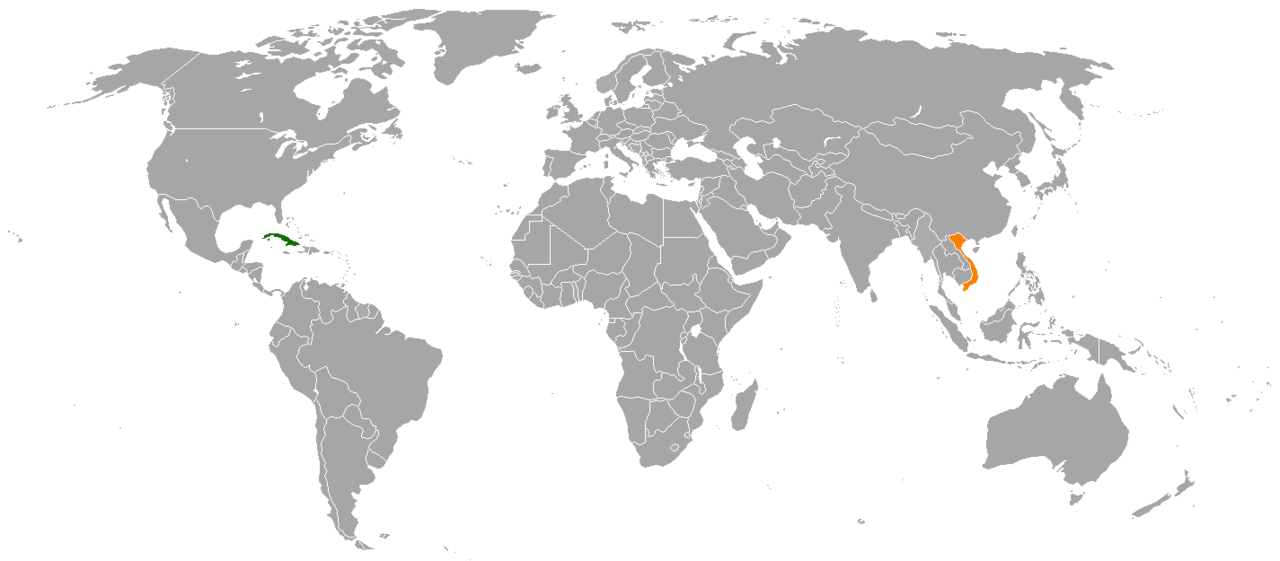 Bản đồ cho thấy vị trí của Cuba - Vietnam
